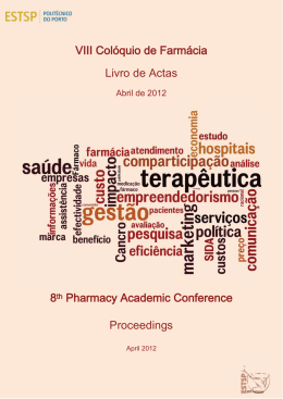 VIII Col&oacute;quio de Farm&aacute;cia Livro de Actas 8th Pharmacy Academic