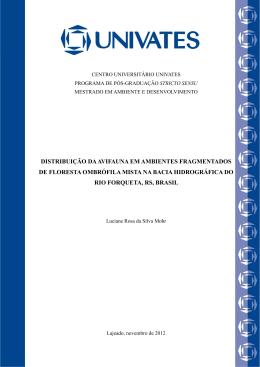 distribui&ccedil;&atilde;o da avifauna em ambientes fragmentados de