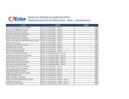 Resultado Processo Seletivo de F&eacute;rias Ecisa 2014.1