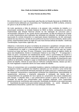Ilmo. Chefe da Unidade Estadual do IBGE na Bahia Sr