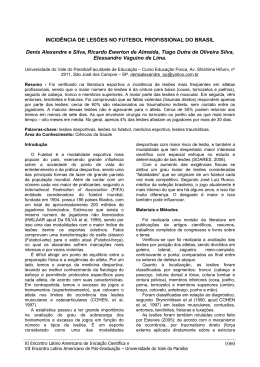 INCID&Ecirc;NCIA DE LES&Otilde;ES NO FUTEBOL PROFISSIONAL DO