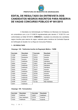 EDITAL DE RESULTADO DE RESERVA DE VAGAS