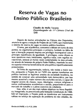 Reserva de Vagas no Ensino Público Brasileiro
