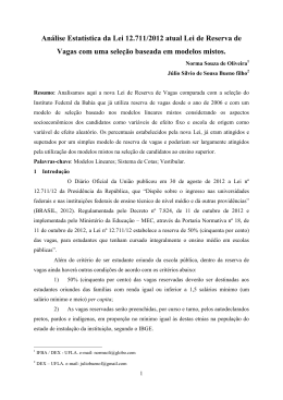 An&aacute;lise Estat&iacute;stica da Lei 12.711/2012 atual Lei de Reserva de