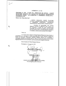 AC&Oacute;RD&Atilde;O N. 14.792 PROCESSO N. 7.482 - CLASSE vII