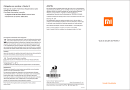 Vers&atilde;o Atualizada Obrigado por escolher o Redmi 2. ANATEL Guia