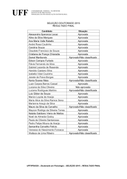 Resultado da Sele&ccedil;&atilde;o 2015 para o Doutorado