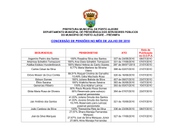 concessão de pensões no mês de julho de 2010