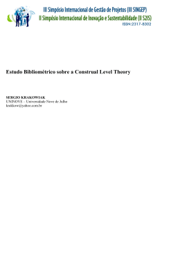 Estudo Bibliom&eacute;trico sobre a Construal Level Theory