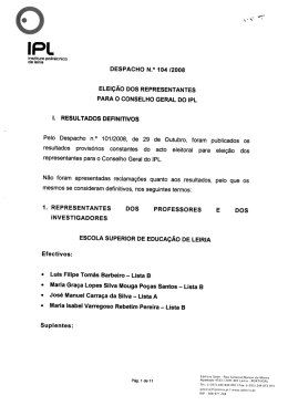 ELEI&Ccedil;&Atilde;O DOS REPRESENTANTES - Escola Superior de Artes e