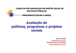 Avaliação de políticas, programas e projetos sociais