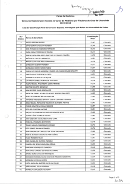 Lista de Classificação Final do Concurso Especial