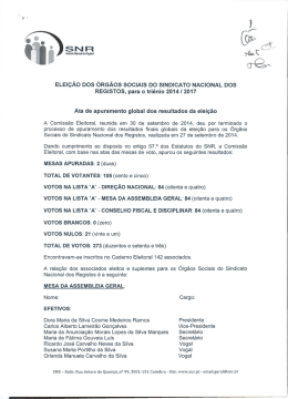 Ata de apuramento global dos resultados da elei&ccedil;&atilde;o