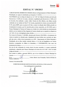 Edital 150/2013 - Notificação de Aldiro Teixeira da Silva Ribeiro