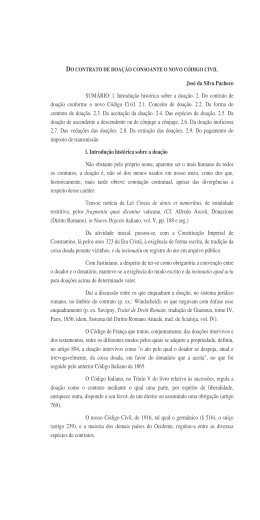 Do contrato de doa&ccedil;&atilde;o consoante o novo C&oacute;digo Civil