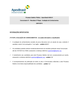 Resultado 2&ordf; Etapa - Avalia&ccedil;&atilde;o de Conhecimentos 29/07/2