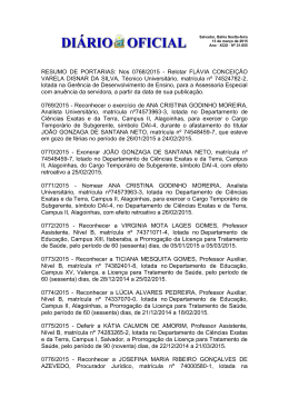 RESUMO DE PORTARIAS: Nos 0768/2015