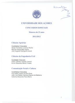 UNIVERSIDADE DOS AÇORES CONCURSOS ESPECIAIS