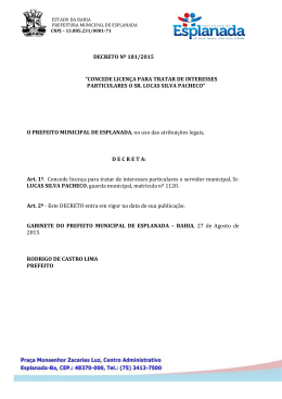 Decreto Nº 181/2015 - Portal da Prefeitura Municipal de Esplanada