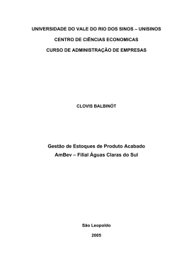 Gest&atilde;o de Estoques de Produto Acabado AmBev &ndash; Filial