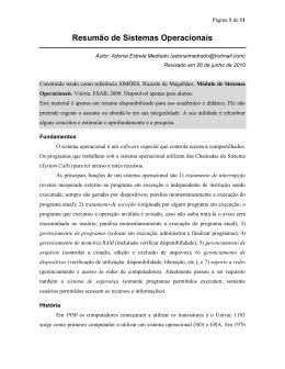 Resum&atilde;o de Sistemas Operacionais