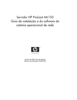 Servidor HP ProLiant ML150 Guia de instala&ccedil;&atilde;o e do software do