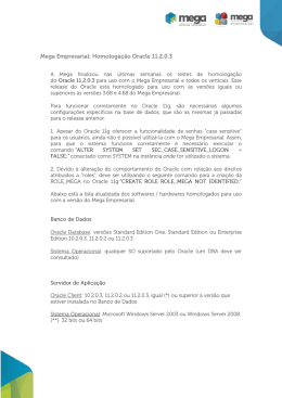 Mega Empresarial: Homologação Oracle 11.2.05