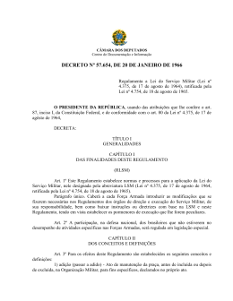 DECRETO N&ordm; 57.654, DE 20 DE JANEIRO DE 1966