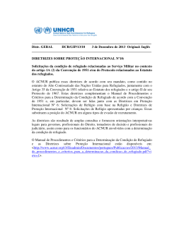 Diretrizes sobre prote&ccedil;&atilde;o internacional N&ordm; 10. Solicita&ccedil;&otilde;es