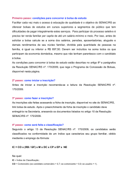 Primeiro passo: condi&ccedil;&otilde;es para concorrer &agrave; bolsa de - Senac-RS