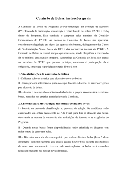 Comiss&atilde;o de Bolsas: instru&ccedil;&otilde;es gerais