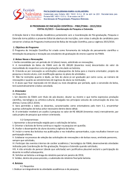 iii programa de inicia&ccedil;&atilde;o cient&iacute;fica &ndash; pibic/fsma &ndash; 2015/2016