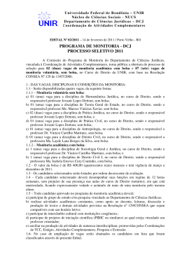 Processo Seletivo Monitoria 2011