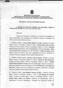 Portaria - Instituto Federal de Educa&ccedil;&atilde;o, Ci&ecirc;ncia e Tecnologia do