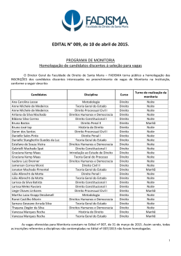 EDITAL N&deg; 009, de 10 de abril de 2015.