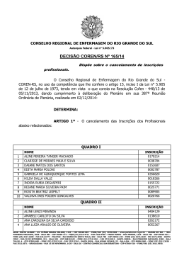 Decis&atilde;o COREN-RS n&ordm; 165/2014