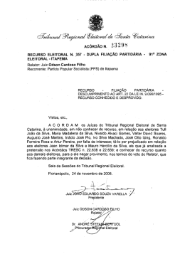Ac&oacute;rd&atilde;o n. 23.298 - Tribunal Regional Eleitoral de Santa Catarina
