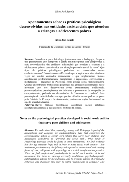 Apontamentos sobre as pr&aacute;ticas psicol&oacute;gicas desenvolvidas nas
