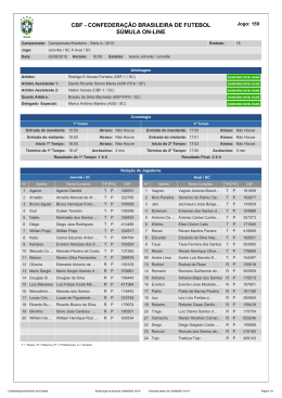 CBF - CONFEDERAÇÃO BRASILEIRA DE FUTEBOL SÚMULA ON