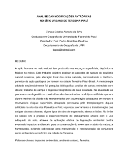AN&Aacute;LISE DAS MODIFICA&Ccedil;&Otilde;ES ANTR&Oacute;PICAS NO S&Iacute;TIO URBANO