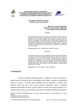 VIOL&Ecirc;NCIA CONTRA O IDOSO - Jornada de Pol&iacute;ticas P&uacute;blicas