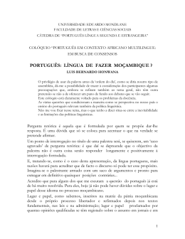 PORTUGU&Ecirc;S: L&Iacute;NGUA DE FAZER MO&Ccedil;AMBIQUE ?