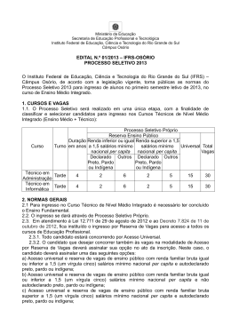 EDITAL N.&ordm; 01/2013 &ndash; IFRS-OS&Oacute;RIO PROCESSO SELETIVO 2013