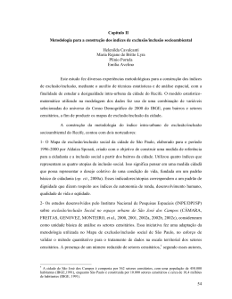 54 Cap&iacute;tulo II Metodologia para a constru&ccedil;&atilde;o dos &iacute;ndices de