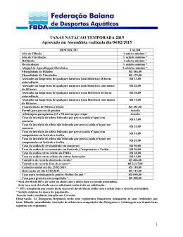 taxas natacao temporada 2015