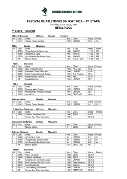 FESTIVAL DE ATLETISMO DA FCAT 2014 &ndash; 2&ordm; ETAPA