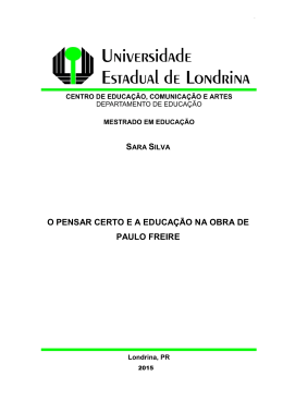 sara silva o pensar certo e a educa&ccedil;&atilde;o na obra de paulo freire