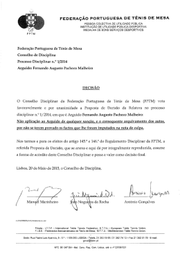 FEDERA&Ccedil;&Atilde;O PORTUGUESA DE T&Eacute;Nis DE MESA