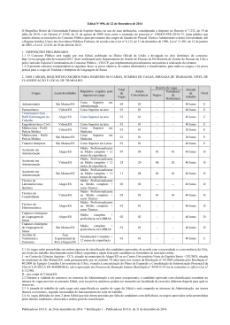 Edital do concurso - UFES - Universidade Federal do Esp&iacute;rito Santo
