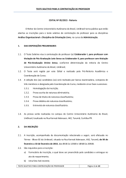 Edital n&ordm; 005/15 - Teste Seletivo para Contrata&ccedil;&atilde;o de